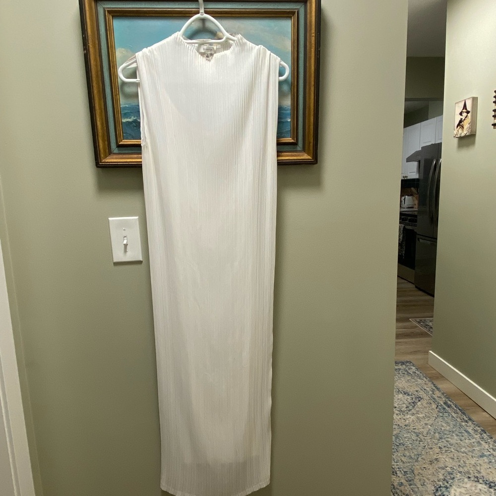 Babaton Ivory Pleated Maxi Dress